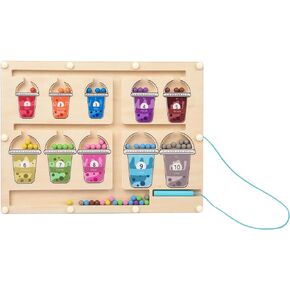 Adena Montessori Magnetic Color & Number Maze - Montessori Wooden Color Matching Learning Counting Puzzle Board