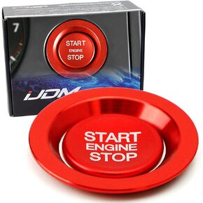 iJDMTOY Red Aluminum Keyless Engine Push Start Button & Surrounding Ring Compatible With Newer Models of Range Rover/Discovery or XJ XF XE F-Type F-Pace Ignition Push Starter