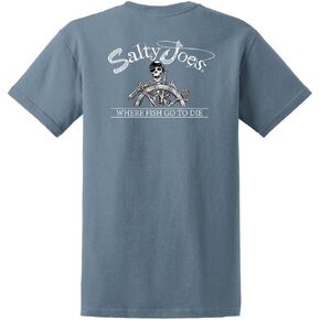 تي شيرت Joe's USA Salty Joe's Back from The Depths Logo ثقيل الوزن - طويل القامة - 3XLT-StoneBlue/c in Kuwait