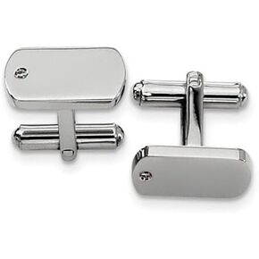 The Black Bow Men's Stainless Steel and Diamond Cuff Links (.03 Ct, I2 Clarity, H-I Color)