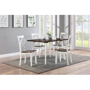 New Classic Furniture Ivy Lane 5-Piece Solid Wood Dining Table Set, Buttermilk