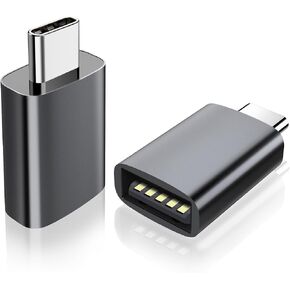TiMOVO USB C to USB Adapter 2 Pack, 10Gbps USB C Male to USB A 3.2 Female Adapter with OTG Function Fast Charging for iPhone 15 Pro Max/iPad/iMac/MacBook Pro, Thunderbolt 4/3, Space Gray