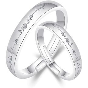 Harry and Henry Promise Ring for Couples Matching Couple Rings Adjustable Heartbeat Couples Rings for Boyfriend Girlfriend Gifts for Wedding Christmas Valentines Day Gifts Couples Gifts