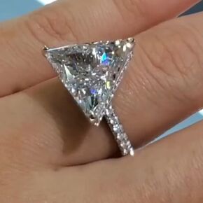 Vsoruln Fashion 925 Sterling Silver Shiny Full Diamond Ring Simple Triangle Zircon Women's Ring Cubic Zirconia Rings CZ Diamond Ring Eternity Engagement Wedding Band Ring for Women (9)