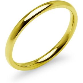 SILVERLINE JEWELRY High Polished 2mm Stainless Steel Comfort Fit Wedding Band Ring Full & Half Sizes 5-14 | Silver Yellow Rose Blue Black MultiColor Tones