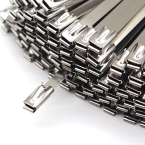 100pcs self-locking heavy duty stainless steel metal cable ties,Widely used in garages, gardens, factories, and outdoors (7.8inches)