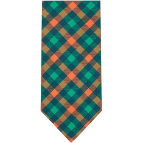 Jacob Alexander Checkered Plaid Extra Long Neck Tie for Big and Tall Men - Green Orange