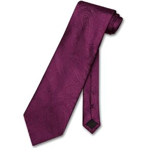 Vesuvio Napoli NeckTie EGGPLANT PURPLE Color Paisley Design Men's Neck Tie