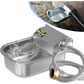 Automatic Water Dispenser for Dogs, 88oz Outdoor Dog Water Bowl, 304 Stainless Steel Water Feeder for Small to Large Pets, Large Livestock Waterer, Anti-Tipping, Water Auto-Fill, Easy to Clean