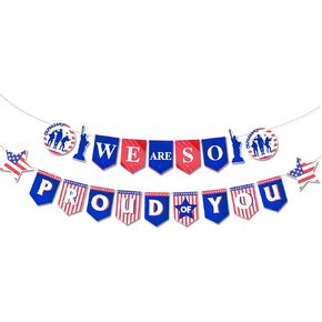 We Are So Proud of You Banner Army Party Decorations US Navy Military Welcome Home Decor Police Birthday/Retirement Party Banner Graduation Decorations Class of 2024
