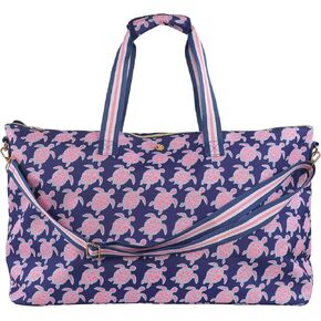 Simply Southern Pink Shell Duffle Bag With Top Zipper And Striped Handles, Large