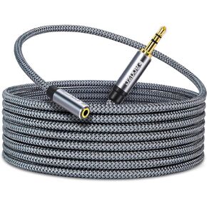 كابل تمديد سماعة الرأس بطول 150 قدم 3.5 مم، مضفر 3.5 مم ذكر إلى أنثى سلك تمديد AUX صوت ستيريو مزدوج الحماية 1/8 كابل متوافق مع سماعات الرأس، Echo Dog، iPhone، الهواتف الذكية 50 متر in Kuwait