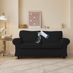 Beige Waterproof Ektorp Sofa Cover Custom Made Compatible for IKEA Ektorp 3 Seat Sofa Linen Style Ektorp Sofa Cover, 7 Pieces