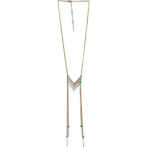 Ettika ETK Gold Tone Plated Necklace | Necklaces for Women | Gold and Turquoise Necklace With Chevron
