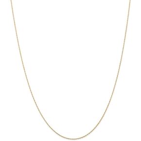 Solid 14k Yellow Gold .5mm Cable Rope Chain Necklace Carded