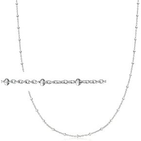 Ross-Simons Italian Sterling Silver Bead Station Cable-Chain Necklace. 20 inches