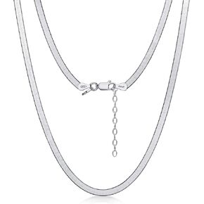Amberta Women's 925 Sterling Silver Flat Snake Chain
