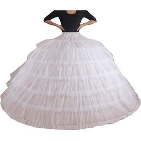 Tulle Petticoat Skirt for Women Under Dress 6 Hoops White Crinoline Slips Long Ball Gown Underskirt for Quinceanera Dress Bridal Wedding Dress