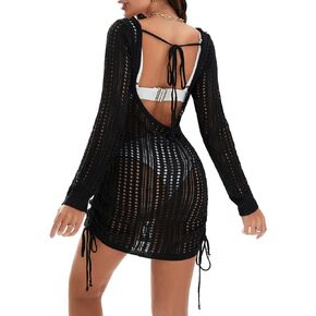 Womens Swimsuit Cover Up Sexy Bathing Suit Backless Crochet Swim Bikini Cover Ups Beach Swimwear