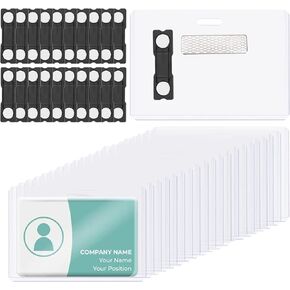 25 Pack Clear Vinyl Magnetic Badge Holder 4"x3" Horizontal ID Card Name Tag Waterproof Magnet Name Tags Clear Name Badge Magnets Holder Reusable Waterproof for Teachers Doctors Nurses Hold 3"x2" Card