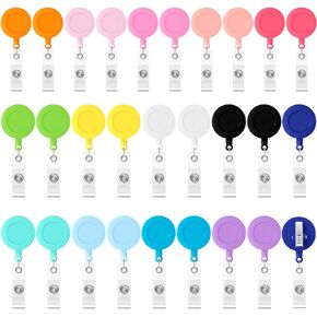PerKoop 28 Pcs Badge Reel Retractable 25'' Badge Holder with 360 Degrees Swivel Alligator Clips Mixed Colors ID Badge Clip for Nurse Back to School Student Teacher Hanging Card Gift(Bright color)