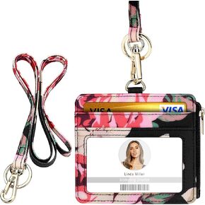 ID Badge Holder with Lanyard Vertical: Flower ID Name Badge Card Holder with Lanyard for ID Badges