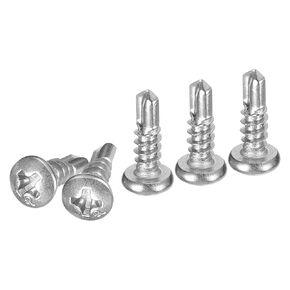 #6x1-1/4" Pan Head Self Drilling Screws - 100Pack - 410 Stainless Steel Phillips Drive Self Tapping Sheet Metal Screws
