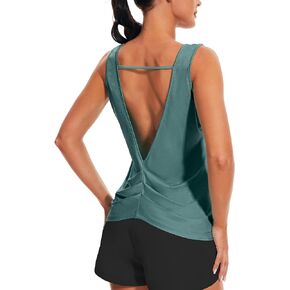 JNC Workout Tank Tops for Women Open Back Sleeveless Yoga Tanks Athletic Tops Gym Shirts