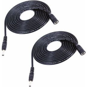 2pcs Black 6.56-Foot (2-Meter) DC Male and Female Extension Cables, 3.5mm x 1.35mm Plug Cables, DC Power Adapter Connection Cables, Used for LED Light Strips, Camera Monitoring, etc