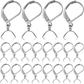 PAGOW 40pcs Stainless Steel French Earring Hooks Leverback Ear Wires Hypoallergenic with Pendant Clasp Earring Supplies for DIY Jewelry Making
