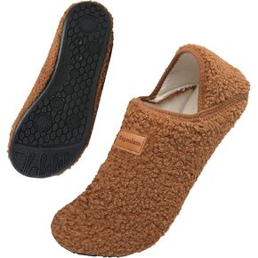 شباشب منزل للنساء والرجال مع نعل مطاطي، شباشب غرفة نوم خفيفة الوزن، أحذية منزلية ناعمة، فرو صناعي، جوارب دافئة غير قابلة للانزلاق، شباشب يوغا داخلية وخارجية، مقاس 36/37 بني in Kuwait