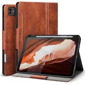 Antbox for iPad Pro 11 Inch Case (M4) 2024, Built-in Pencil Holder, Fully Supports Pencil Pro and Pencil (USB-C), Auto Sleep/Wake Function PU Leather iPad Pro M4 11'' Case (Black)