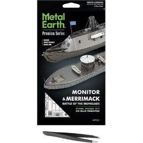 Metal Earth Premium Series Monitor & Merrimack 3D Metal Model Kit Bundle with Tweezers Fascinations