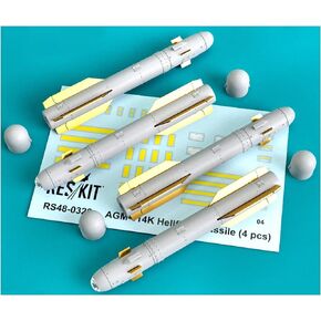 RS48-0329 - 1/48 AGM-114K صواريخ هيلفاير II (4 قطعة) مجموعة نماذج مقياس