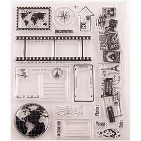 Journey Diary Travel Postage Clear Stamps for Card Making Decoration and DIY Scrapbooking