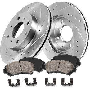 مجموعة فرامل أمامية Callahan لـ 09-14 Nissan Cube، 07-08 Sentra Versa استبدال 2007 2008 2009 2010 2011 2012 2013 2014 فرامل قرصية محفورة ومشقوقة وسادات فرامل سيراميك