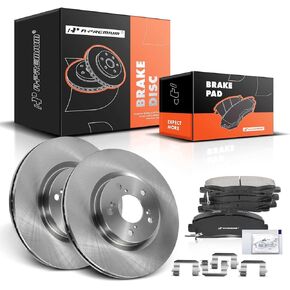 A-Premium 12.60 inch (320mm) Front Vented Disc Brake Rotors + Ceramic Pads Kit Compatible with Select Acura Models - TL 2009-2014, 3.5L 3.7L, 6-PC Set