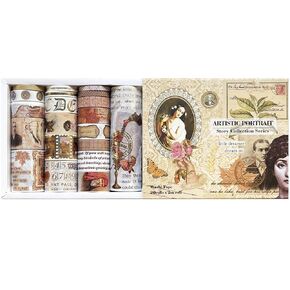 20 Rolls Vintage Washi Tape Set, Classic Music Books Math Letter Writable Decorative Tapes for Scrapbooking, Junk Journal Supplies, Bullet Journaling 5mm-100mm Wide (Time Brief History)