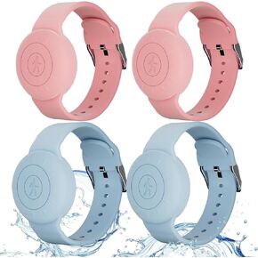 Waterproof Airtag Bracelets for Kids, (2 Pack) Soft Silicone Hidden Airtag Wristband - Lightweight GPS Tracker Holder Compatible with Apple Airtag Band for Kids(Black/Blue)