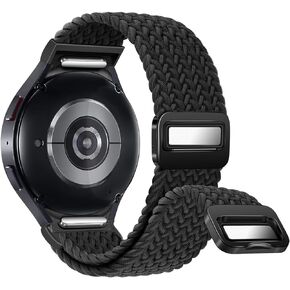 One Click No Gap Magnetic Braided Bands Compatible with Samsung Galaxy Watch 6 4 5 Band 40mm 44mm/Watch 6 4 Classic 47mm 43mm 42mm 46mm/Watch 5 Pro 45mm, 20mm Elastic Nylon Sport Strap for Men Women