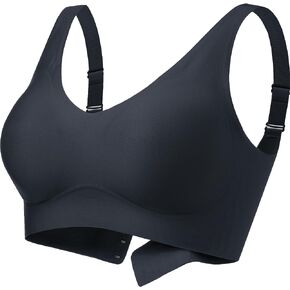 PRETTYWELL Wireless Bras for Women No Underwire Comfort Seamless Smoothing Bra Lift V Neck Padded Full Coverage Everyday Bra