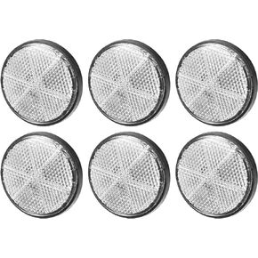 6pcs 2.20"x0.31" Universal Reflector - Round Motorcycle Bike Safety Reflector Increase Visibility and Safety on The Road - Plastic White