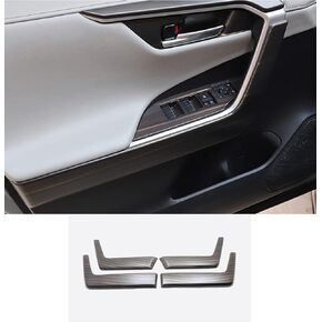 ERIDANUS Auto Accessories Fit for RAV4 2023 2022 2021 2020 2019 Car Door Lower Armrest Stripe Cover Trim (Black Carbon Fiber Style) ABS 4 PCS