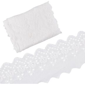 GORGECRAFT 7.5 Yards Cotton Lace Trim Eyelet Embroidery Fabric Curtain Tablecloth Slipcover Bridal DIY Clothing/Accessories for DIY Craft Sewing Wedding Decoration 90Mm Wide