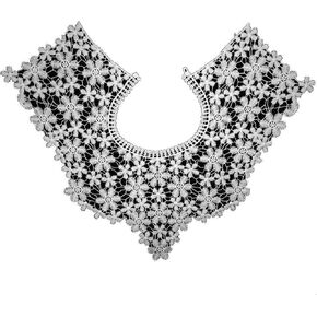 1 Pcs Embroidered Lace Hollow Shawl Embroidered Collar Short Style Small Shoulder Clothing Blouse Thin Style (L Black)