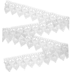 Ciieeo Decorative lace Tape Trim Fabric Sewing lace Ribbon Embroidered Flower Edge lace Tape Trim Vintage Decor Crochet lace Trim lace Fabric DIY lace Accessaries Bride Flowers White fine