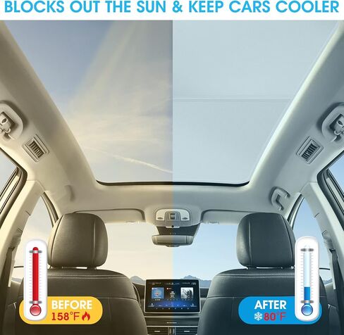 مظلة سقف لسيارة Tesla Model Y، مظلة سقف زجاجية بالكامل، لسقف الشمس موديل Y مع عزل حراري وحماية من الشمس لسيارة Tesla Model Y 2020-2023 مع حقيبة حمل، رمادي in Kuwait
