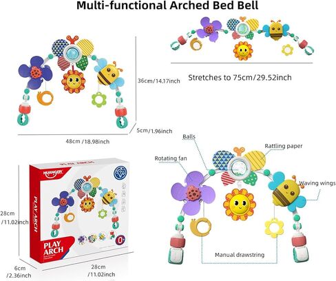 Arch Bassinet Toys for Infant & Toddlers, Fold & Storage to Easy, for Baby Stroller Toy, Car Seat Toys, Bassinet Mobile, Activity Arch Crib Toy for Babies Boy Girl in Saudi Arabia