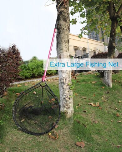 Large Fishing Net Rubber Fishing Net Large Heavy Duty Extra Large Landing Net for Saltwater Aluminum Fishing Net Telescoping Handle with 6pcs Soft Jig Swimbait, Extends to 72-94in in Saudi Arabia