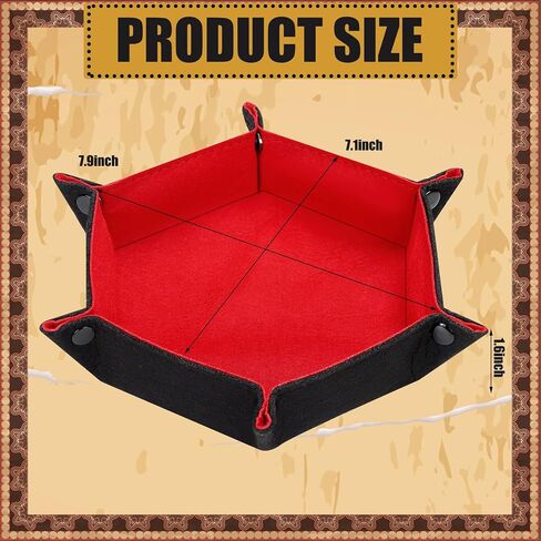 12 Pcs Dice Trays Hexagon Dice Rolling Holder Folding Felt Tray Portable Storage Box Compatible with Table Games, Red, Blue, Violet, Black, Green, Yellow in Saudi Arabia